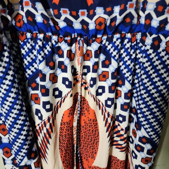 Luxology Bohemian style maxi dress medium blue orange cream - Picture 3 of 7